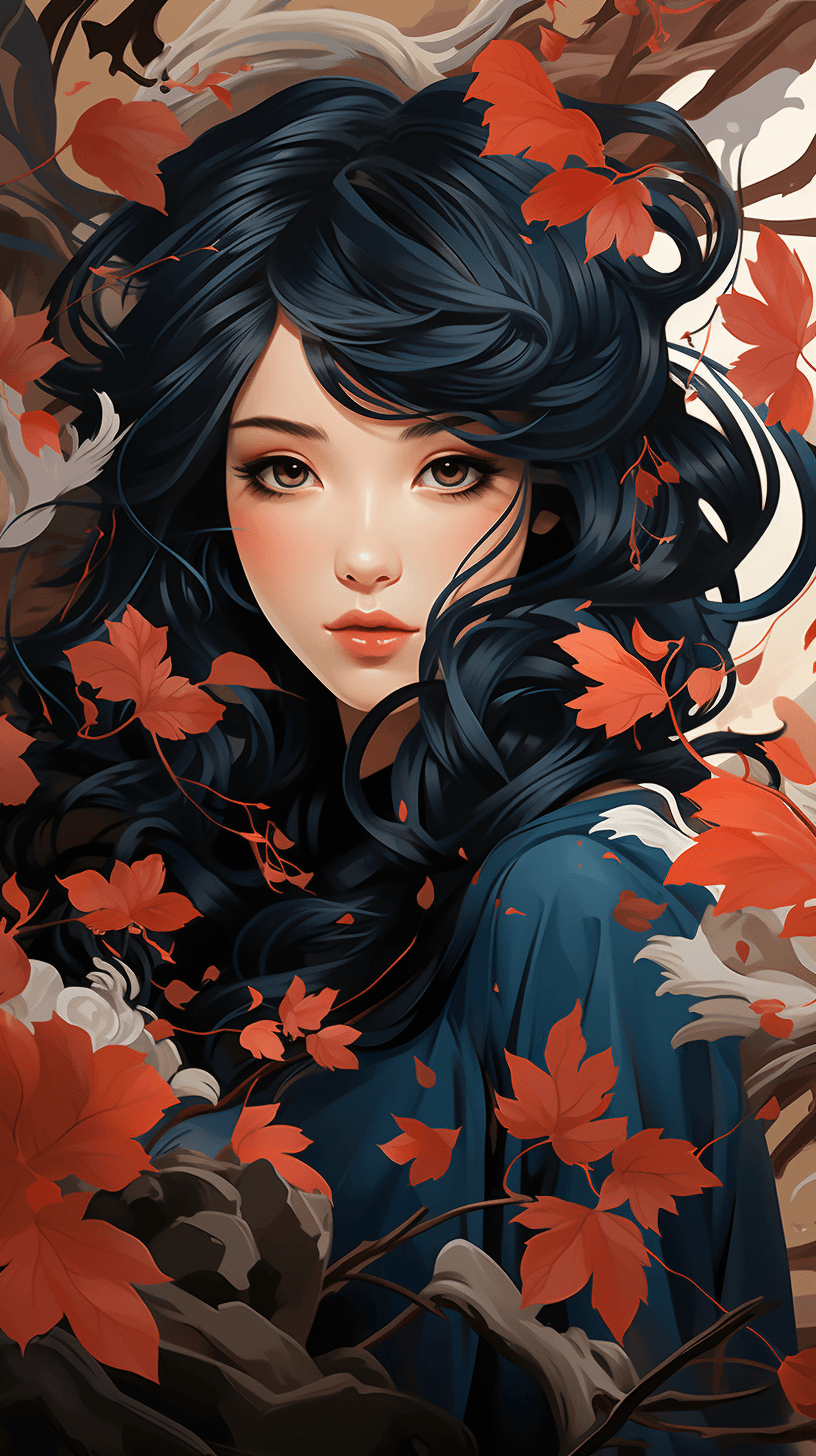 AI generated: a beautiful asian girl with black hair and blue eyes, in the style of the stars art group (xing xing...