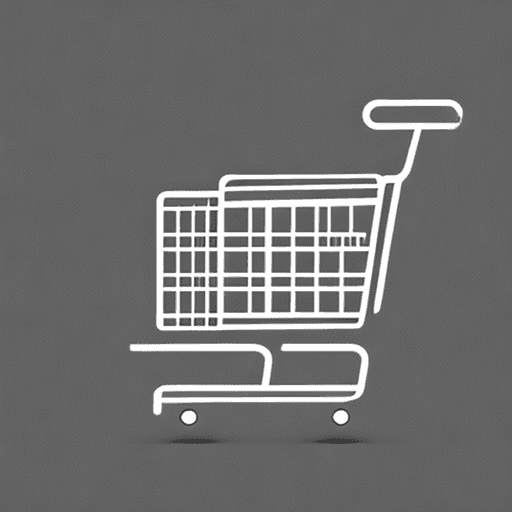 AI generated: Design a monochromatic vectorial synthesis of a shopping cart logo that captures the essence of conv...