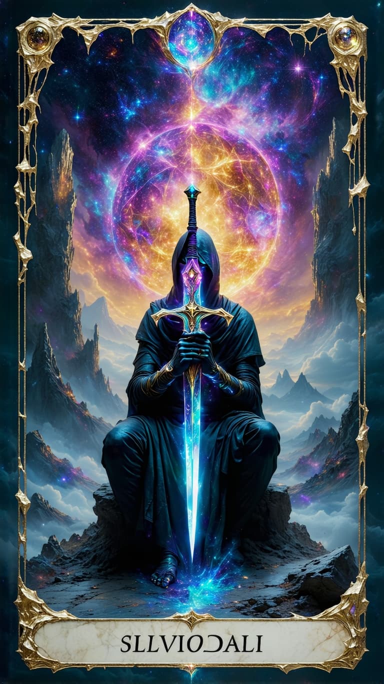 AI generated: Tarot card frame with photo placeholder romantic  card will feature hyper-realistic gold, opal quart...