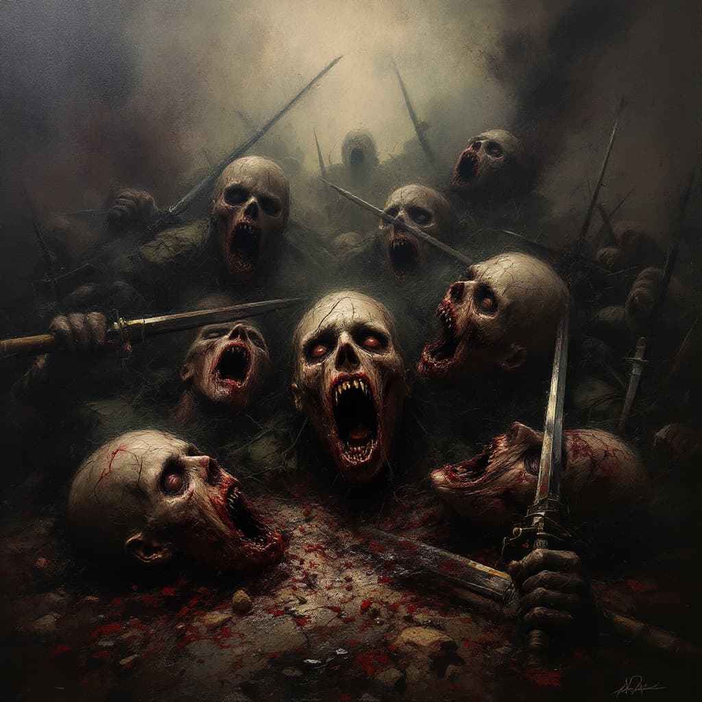 AI generated: 
Create an award-winning digital oil painting in an expressionist style, capturing the raw terror an...
