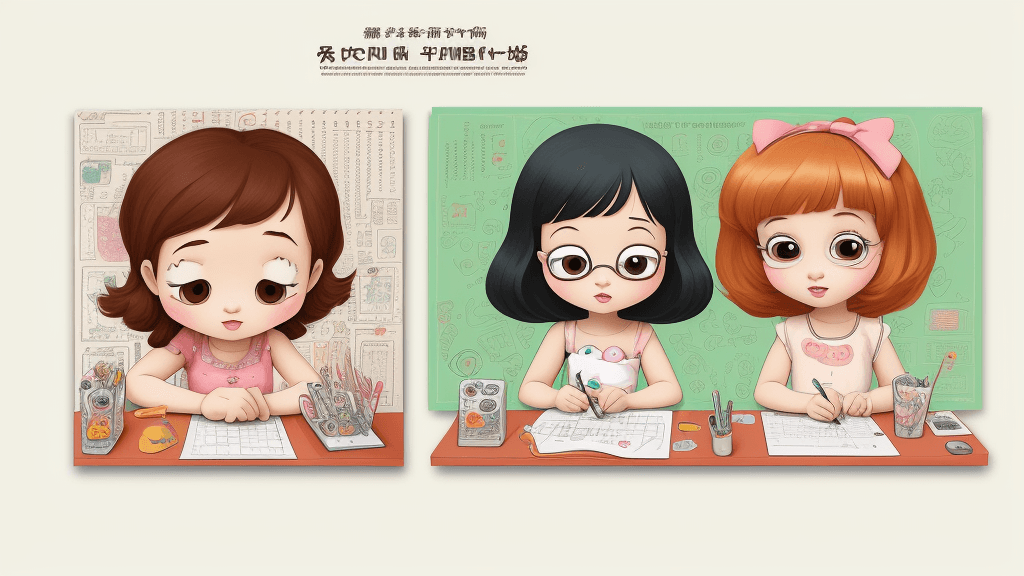 AI generated: the new poster showing two girls together, in the style of cute cartoonish designs, scrapbook, drawi...