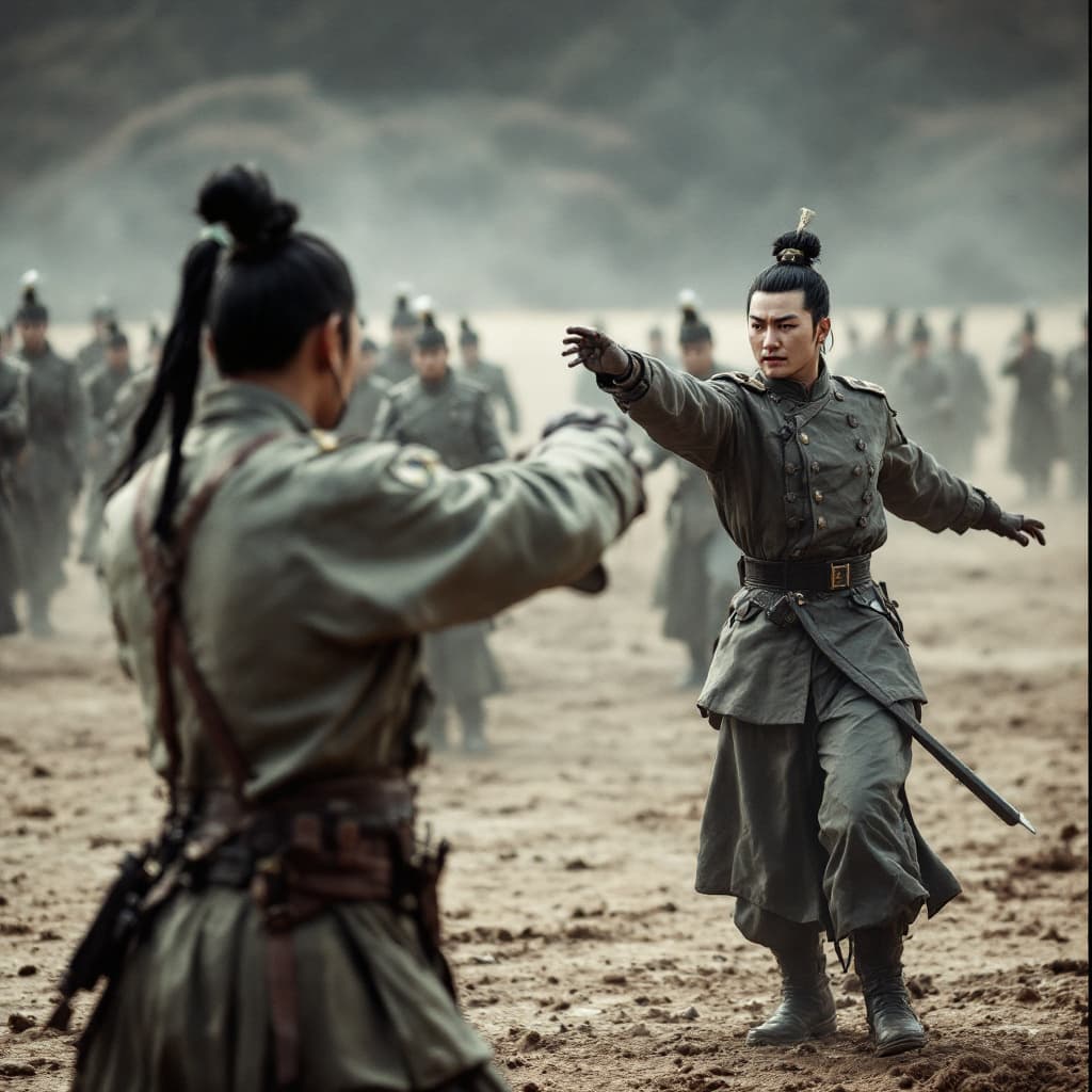 AI generated: Zhou Yu training soldiers on the drill ground, movements uniform.