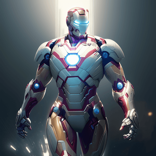 AI generated: male,  superhero, no symbol, full body portrait, fitness body, white futuristic Marvel War Machine I...