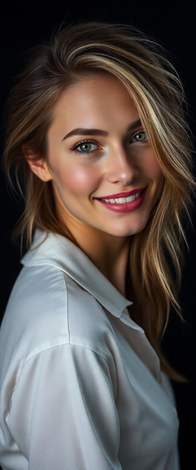 AI generated: "Professional full body portrait photograph, Sony A1 50.1MP, 26mm lens, warm soft light, vibrant col...