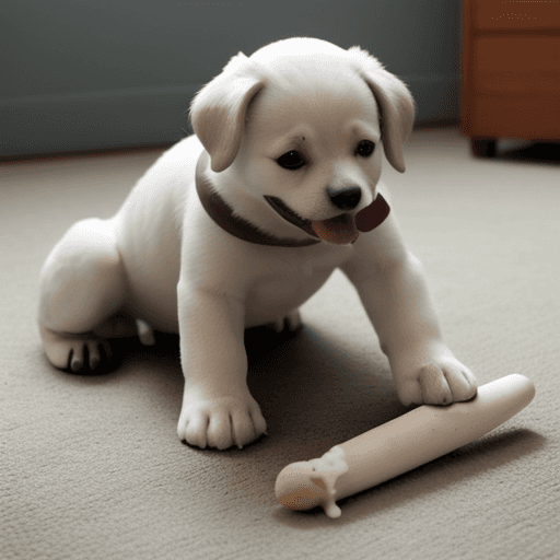 AI generated: A dog playing with bone
