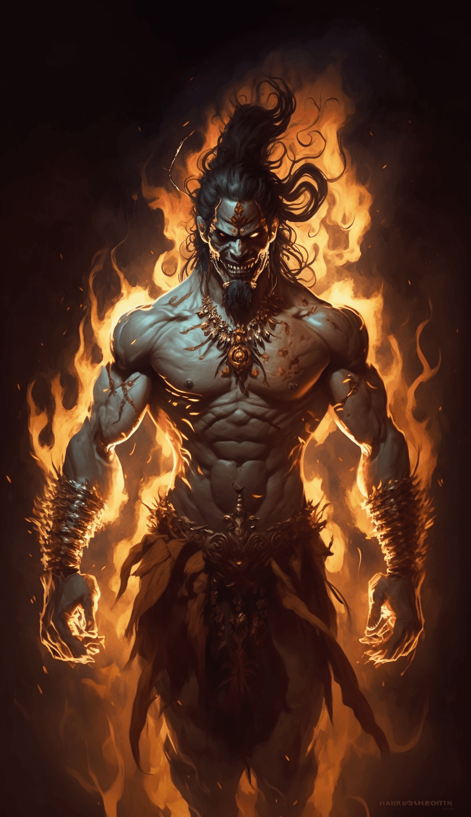 AI generated: Lord Shiva, Indian mythology, one piece character, symmetric body, wielding a trishula, full body, e...