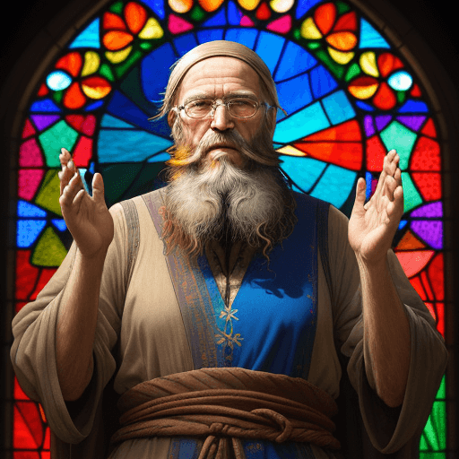 AI generated: a vibrant stained glass art piece of
Abraham, an old man with a long beard dressed in a simple tunic...