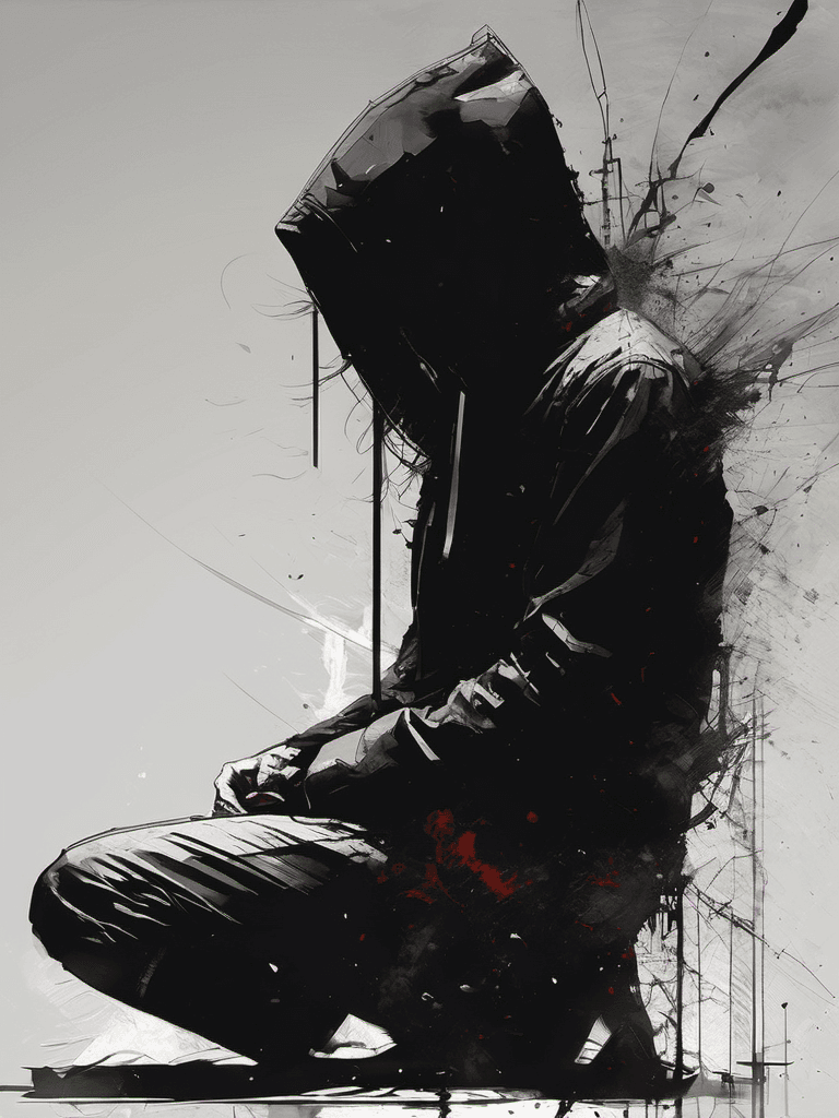 AI generated: fuck you all, kneeling and looking down, full body, desperate, no face, (psychopathic:0.8), brutal, ...