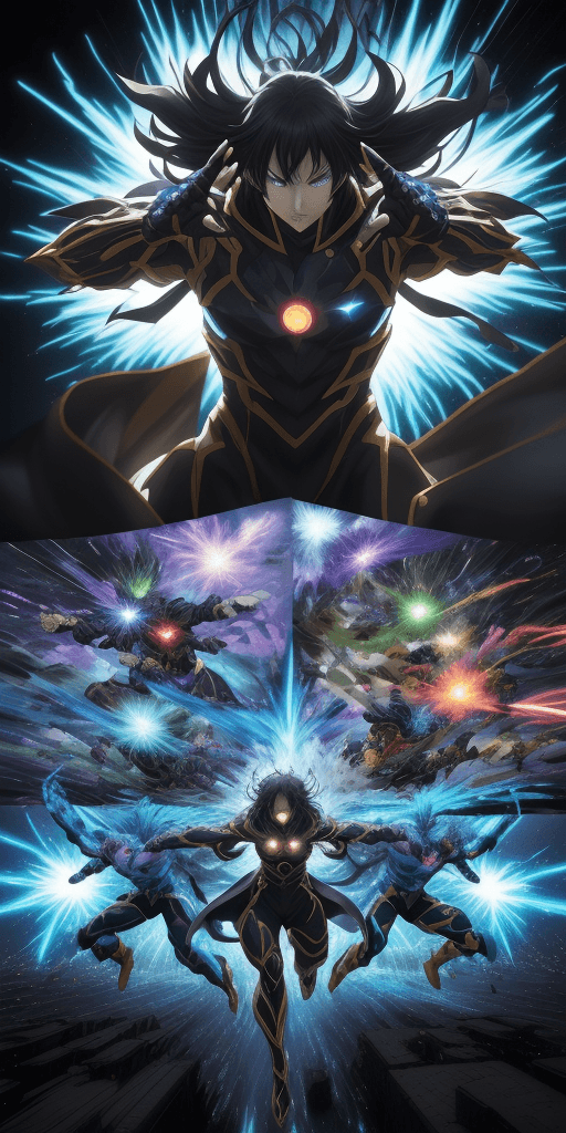 AI generated: (best quality,16k,4d,rfktrstyle:1.2),anime art at its best,explosive action,super beings,never seen ...