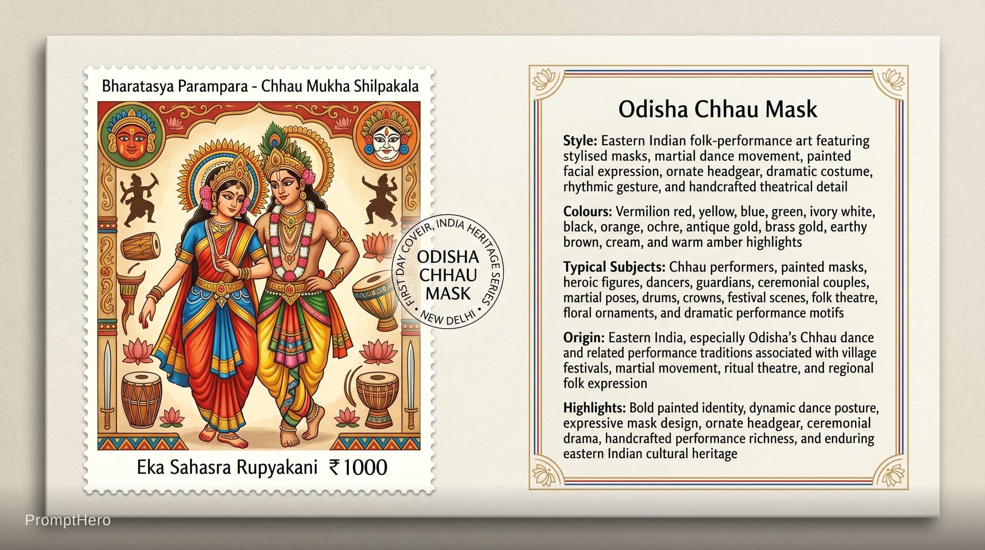 AI generated: Create a 16:9, 4K premium commemorative First Day Cover envelope inspired by India Post heritage des...