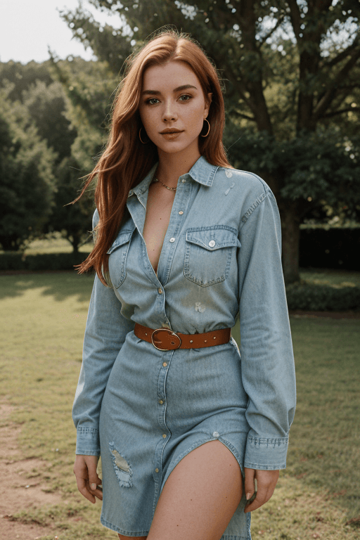 AI generated: A waist-up 90s portrait of a young beautiful English woman, (freckles:0.9) skin, slim with curves, (...