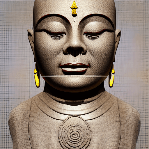 AI generated: Create a Buddhist monk portrait using profile face, microchip, elegant, beautiful background, octal ...