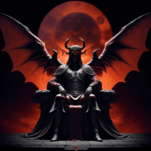 AI generated: A mysterious demonic/angelic apostle figure from berserk eclipse, with horns and huge demon wings si...
