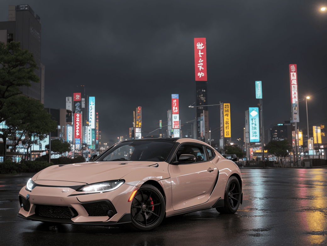 AI generated: (wideboddied:1.6) [hatchback honda civic 1990s : toyota supra : (McLaren P1:0.95)] ((hatchback:1.2))...