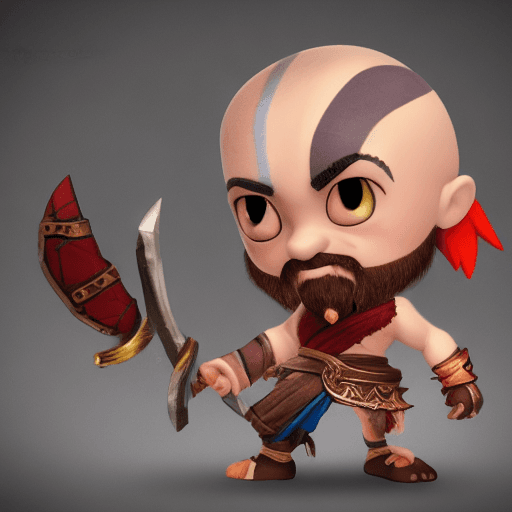 AI generated: cute little kratos from god of war (2018), chibi, ultra detailed, pixar design, 4k, uhd, studio ligh...