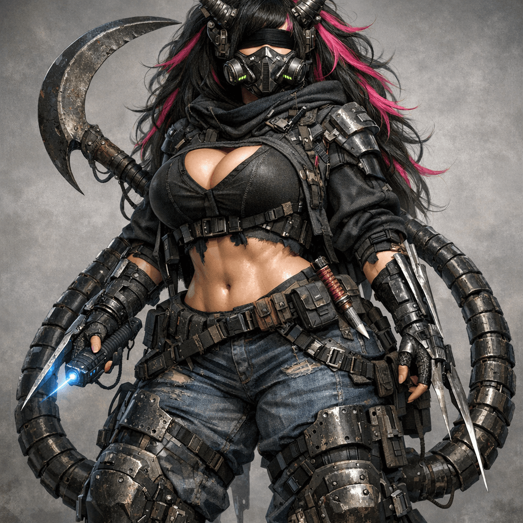 AI generated: She has thick thighs big middle breast huge ass was pretty & had a small dagger on her she had a lar...