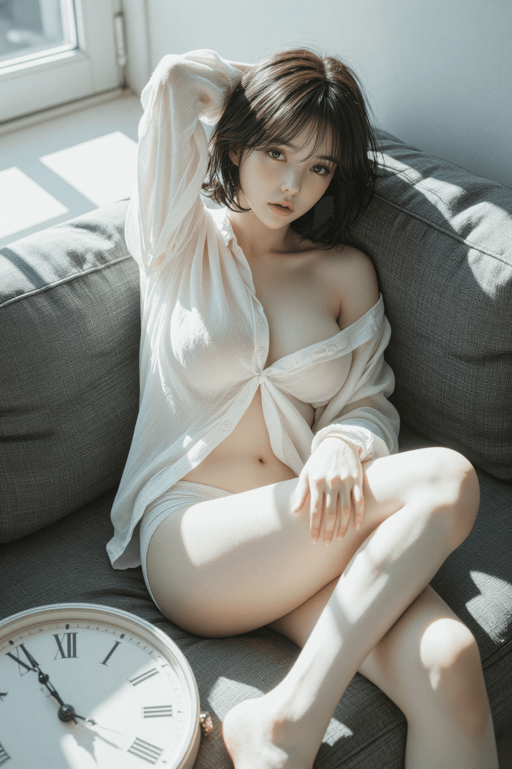 AI generated: A highly detailed, photorealistic, cinematic vertical medium-full shot of a stunning young korean wo...