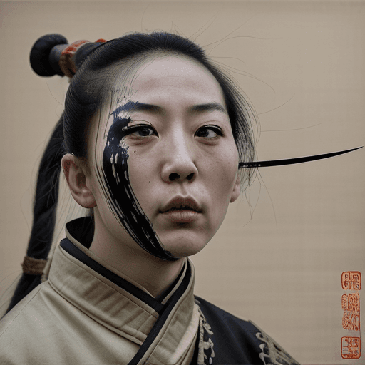 AI generated: extreme close-up, Epic ink bending shotPOV view, First person, huge Chinese bladeattackingthe viewer...