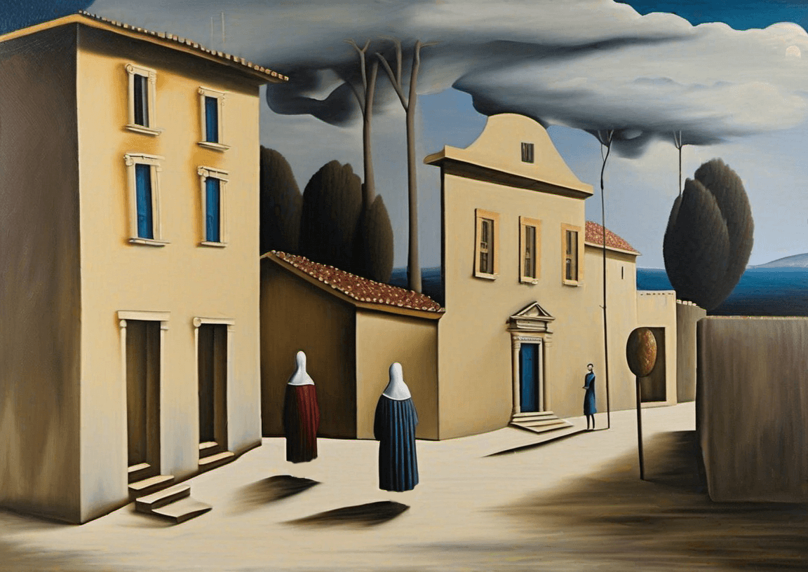 AI generated: a landscape at alpilles provence, a man on a lonely way. (by Hans Arp:0.64), (by Johannes Vermeer:1....