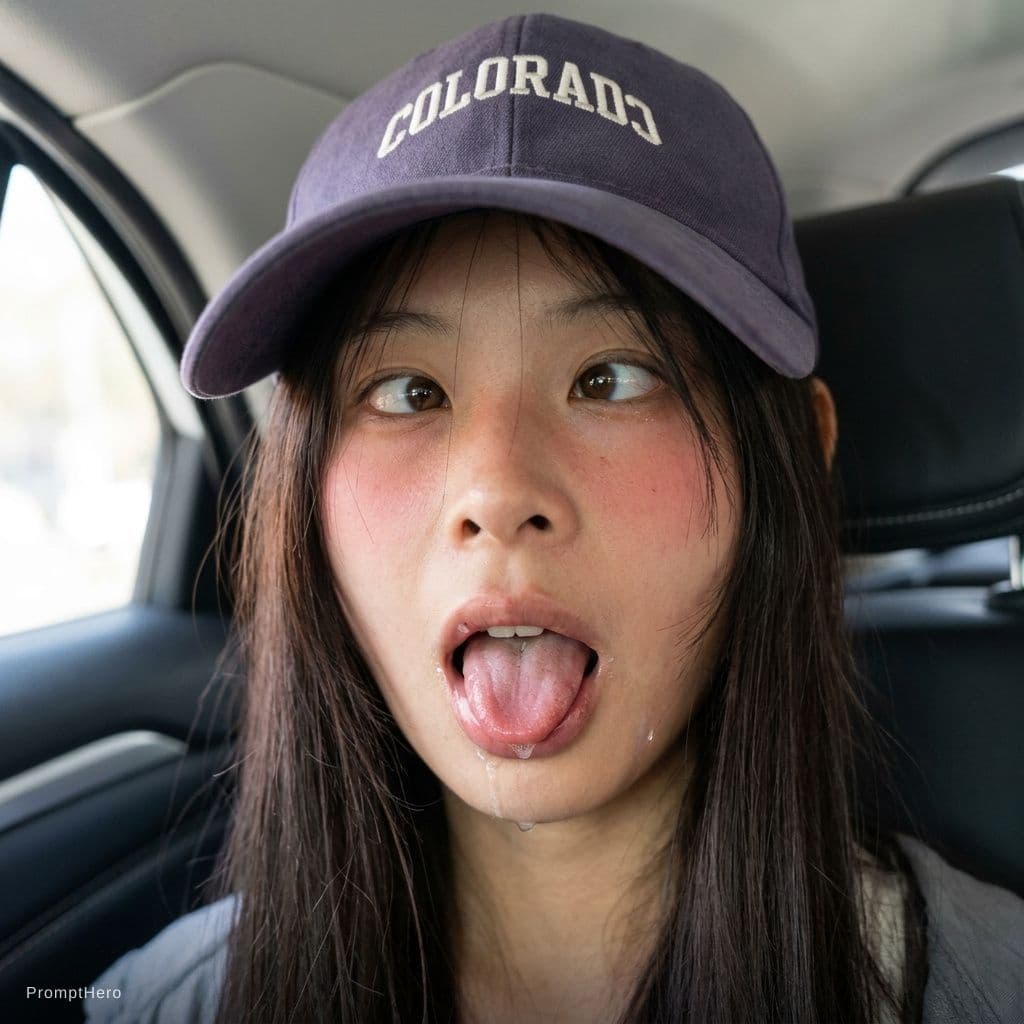 AI generated: ahegao, cross-eyed, tongue out, open mouth, heavy blush, drooling, dazed expression