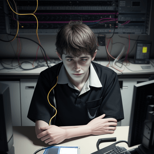 AI generated: photo of technician who is failed with server
