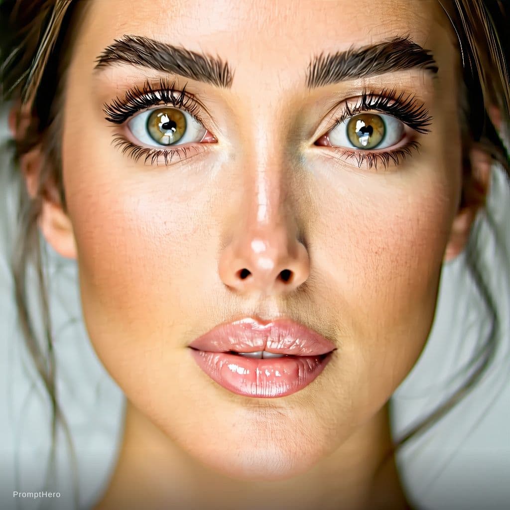 AI generated: {
  "subject": {
    "type": "adult woman",
    "age": "mid-20s",
    "face": {
      "shape": "soft...