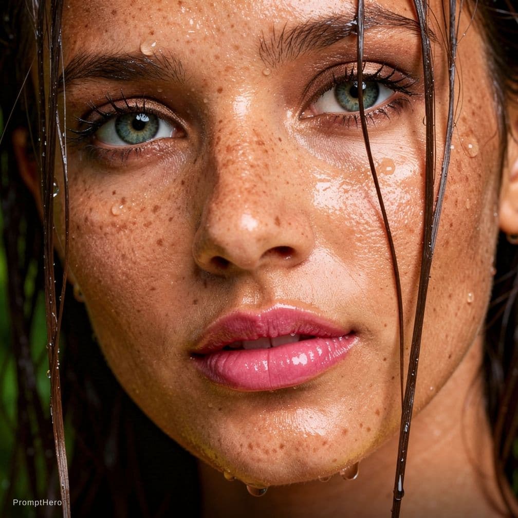 AI generated: {
  "subject": {
    "type": "female model",
    "expression": "pink bold lips",
    "eyes": {
...