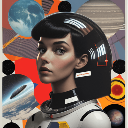 AI generated: A mid-century modern collage, made of random shapes from fashion and science magazines and text book...