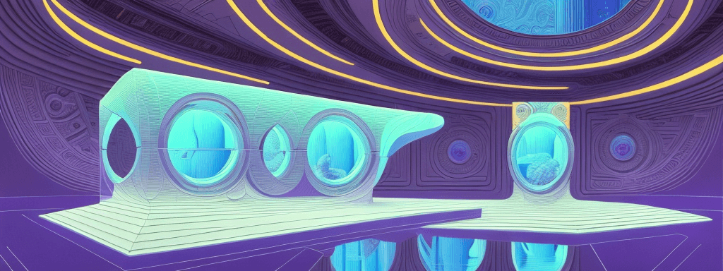 AI generated: a 3d detailed painting inspired by moebius of a 4d mirror cabinet. inspired by technology. science f...