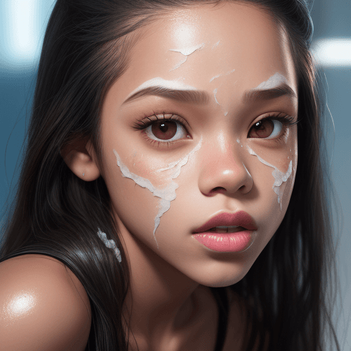 AI generated: Jenna Ortega with cum in face makeup and hair shiny, a lot of cum , 4k, hyper realistic, focused, ex...