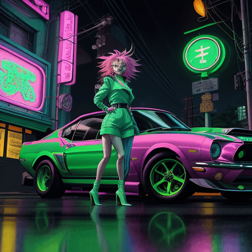 AI generated: a colorful woman with colorful hair, in the style of martin ansin, light green and light emerald, ak...
