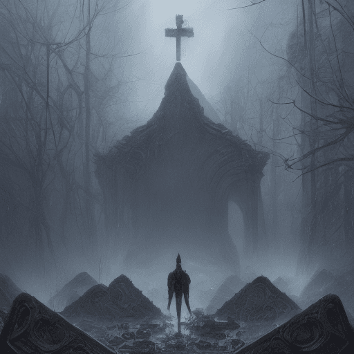AI generated: The Sacrifice, dark and light, epic, darkness, rainy day, cementery, , professional ominous concept ...