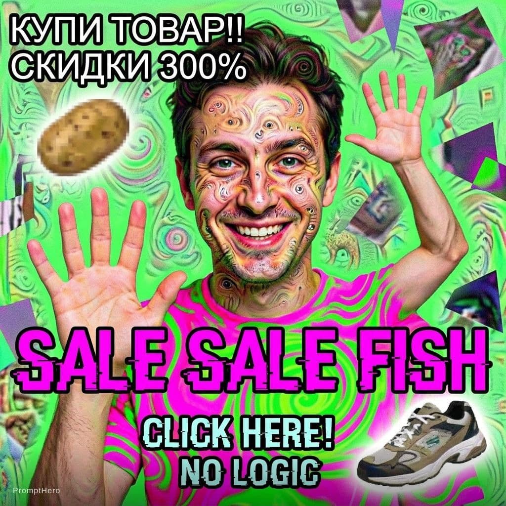 AI generated: *Early 2000s internet banner ad, extremely bad AI-generated image from 2015 style, deep dream aesthe...