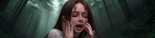 AI generated: beautiful very young woman in forest, crying, dick fucking pussy, covered in cum