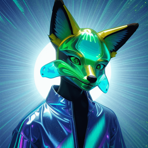 AI generated: 
3D cartoon Fox Head with Human Body, Wearing Iridescent Holographic Liquid Texture & Translucent Ma...