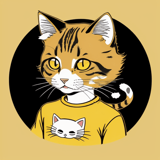 AI generated: Animal-themed cat T-shirt vector, vintage manga style, colored by Herge, vibrant, high-quality, clea...