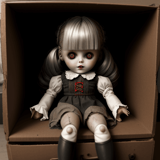 AI generated: Creepy doll on a dusty shelf