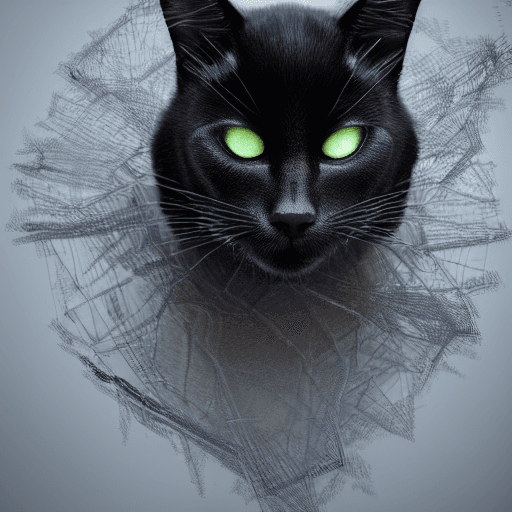 AI generated: "complex 3d render ultra detailed of a black cat, 150 mm, beautiful studio soft light, rim light, vi...