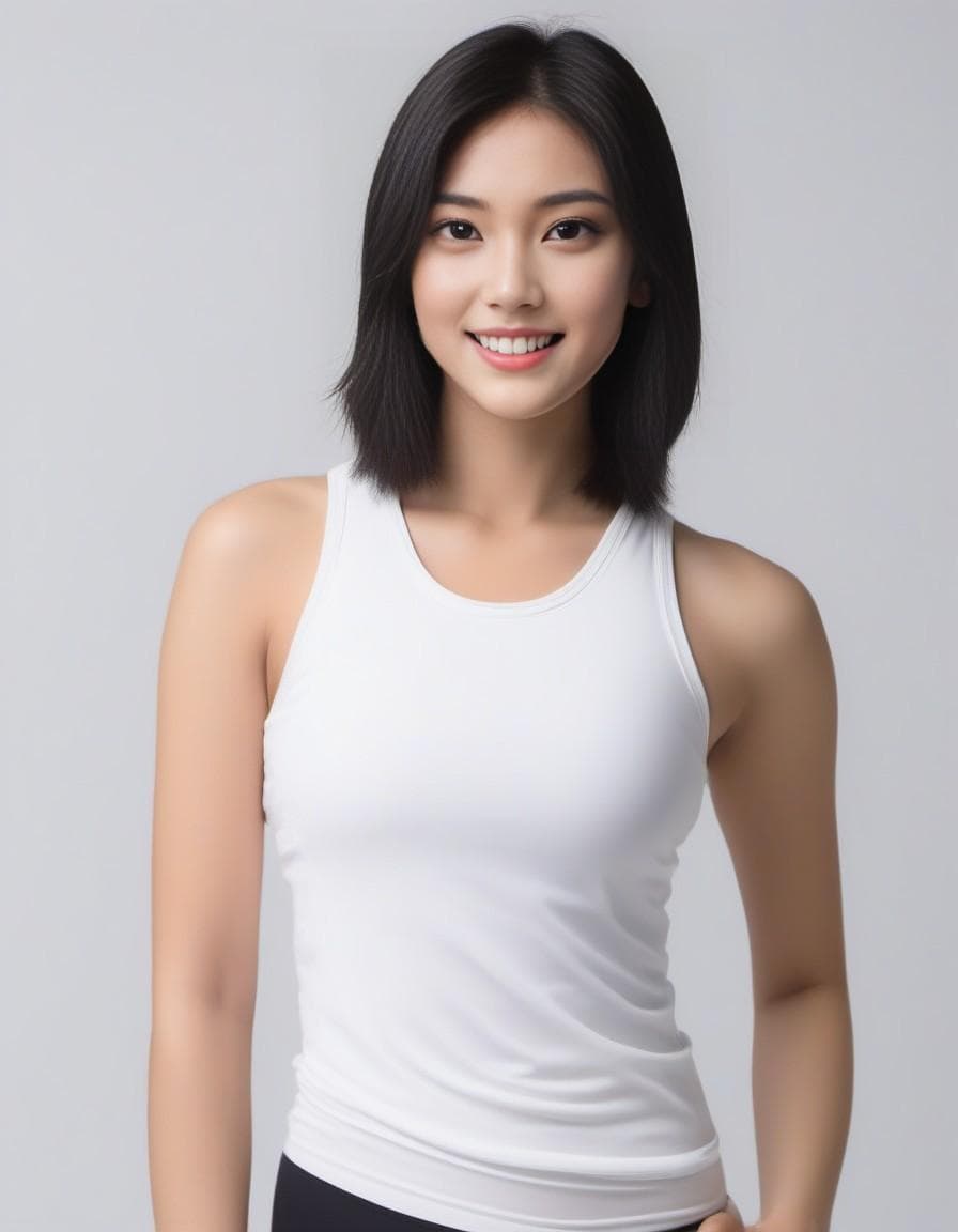 AI generated: Blonde Caucasian women wearing white tank tops and black leggings