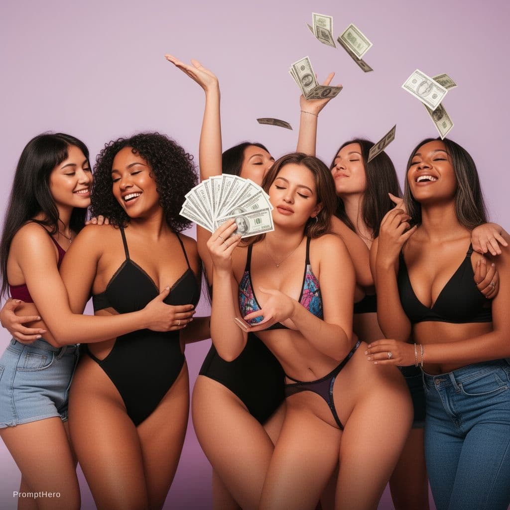 AI generated: A colorful group portrait with 3 girls, highlighting diversity among young adults in stylish outfits...