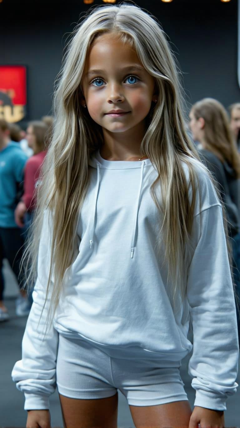 AI generated: exceptionally beautiful tween year old girl, platinum very long Dark Ash Blonde hair, (masterpiece),...