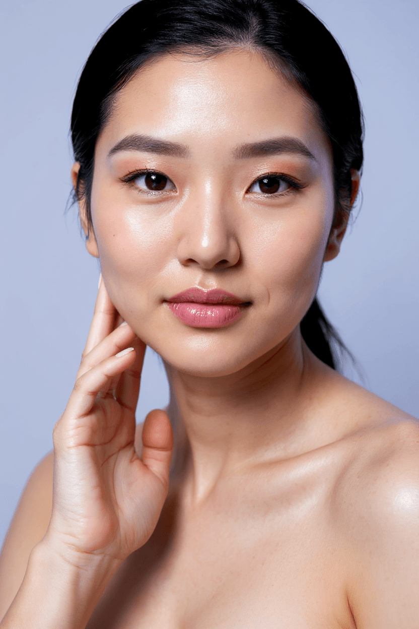 AI generated: high definition photo, stunning Asian model, close-up, in the style of Asian beauty standards, photo...
