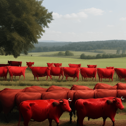 AI generated: perons checking the red cows . jews with red cows wearing religious 
dress