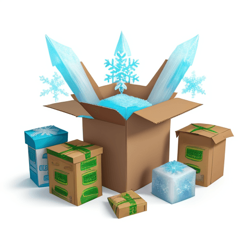 AI generated: packages of frozen together on a white background
