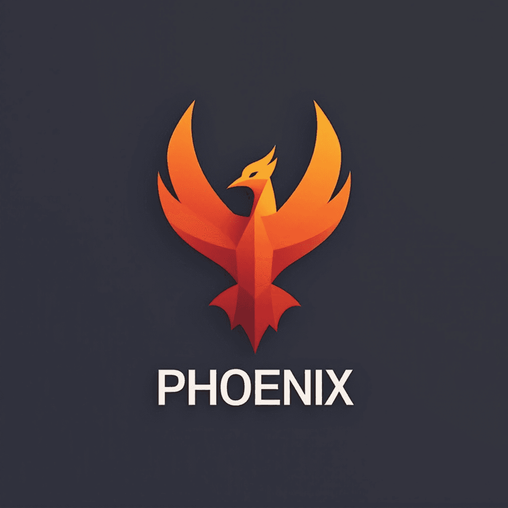 AI generated: A sleek and modern logo design for a tech startup, featuring a stylized geometric phoenix icon with ...