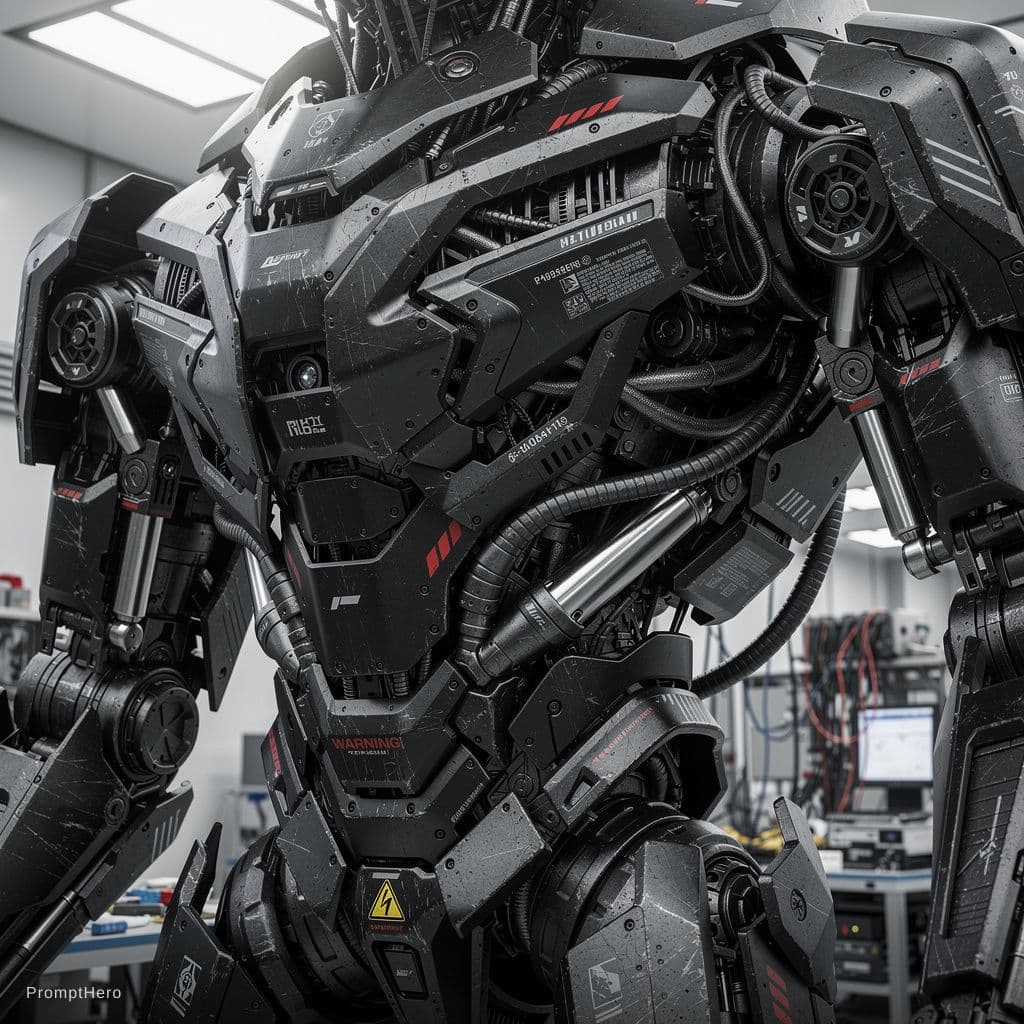 AI generated: ultra-detailed hard sci-fi biomechanical photography, complex intertwined composition, dense mechani...
