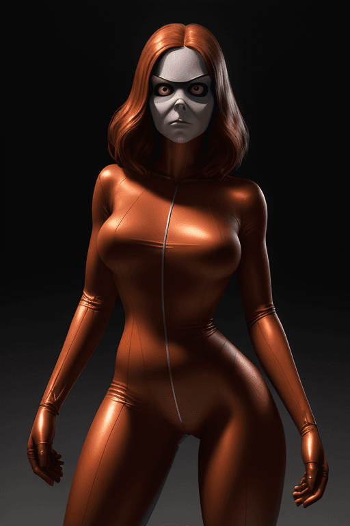 AI generated: female dressed as elastic girl, (full body visible), looking at viewer, portrait, photography, detai...