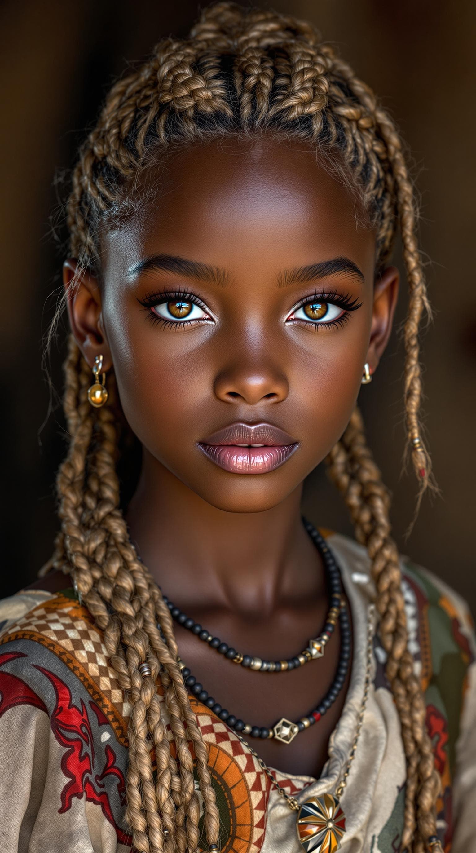 AI generated: a professional photo of a exceptionally beautiful girl in the world (age 10), (ten year old), Africa...
