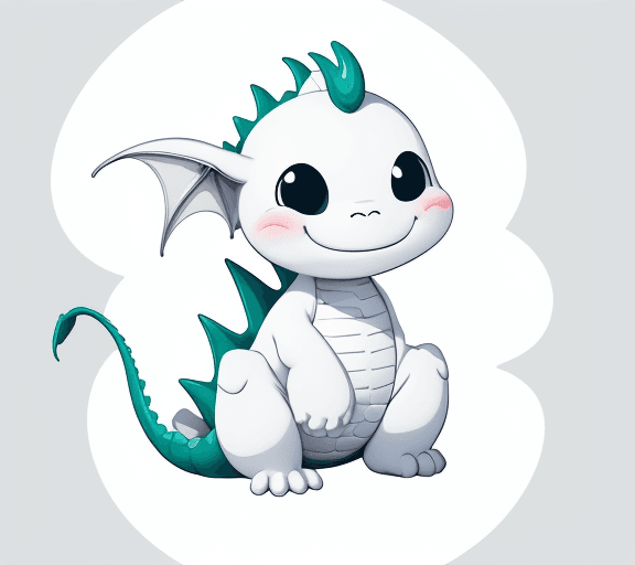 AI generated: cartoon style only line art with white background and white canvas happy baby dragon with white back...