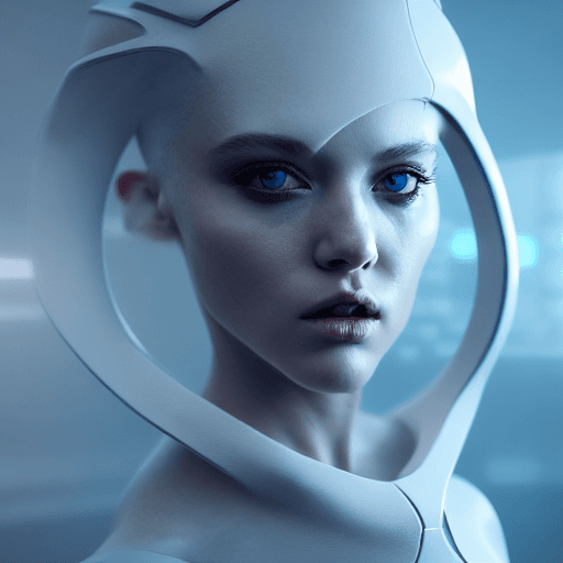 AI generated: white bio organic ceramic female, hyper details, concept futuristic style, cinematic lights, photo b...